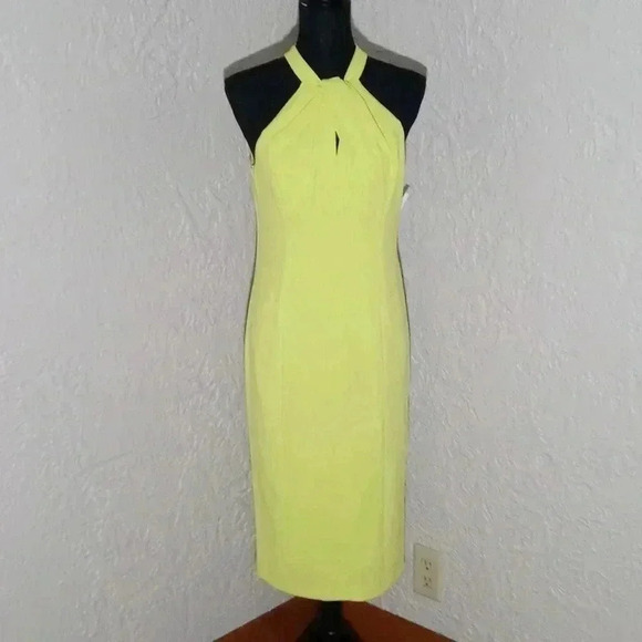 Julia Jordan Twist Halter Neck Sleeveless Stretch Crepe Sheath Midi Dress - Picture 1 of 8